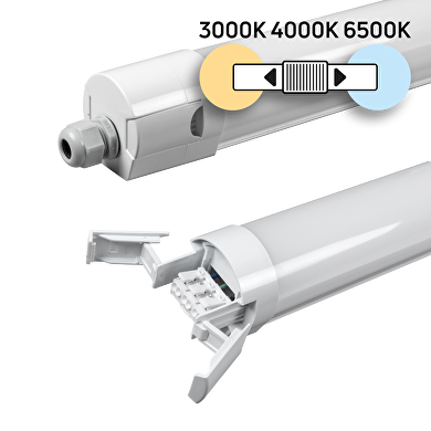 LED slim Industrieleuchte CCT PC, 1.20m, 36W, 220V-240V AC, IP65