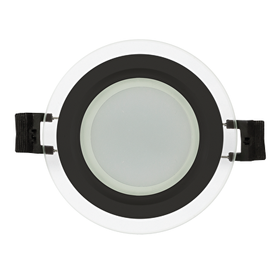 LED-Glasscheibe zum Einbetten, Kreis, 6W, 4200K, 220-240V AC, IP44, schwarzer Ring