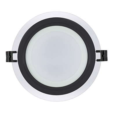 LED-Glasscheibe zum Einbetten, Kreis, 12W, 4200K, 220-240V AC, IP44, schwarzer Ring