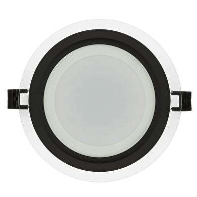LED-Glasscheibe zum Einbetten, Kreis, 18W, 4200K, 220-240V AC, IP44, schwarzer Ring