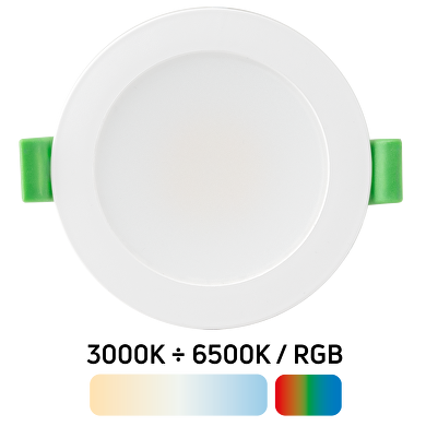 Smart LED Einbaustrahler dimmbar, Bluetooth/Wi-Fi, 6W, 3000К-6500К/RGB, 220-240V AC, IP44