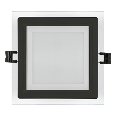 LED Glas Einbaupanel, Viereck, 6W, 4200K, 220-240V AC, IP44, schwarzer Ring