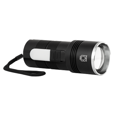Torcia LED multifunzionale con zoom, luce laterale e funzione power bank 10W/3W, 6500K/3500K, 5V DC, IP44