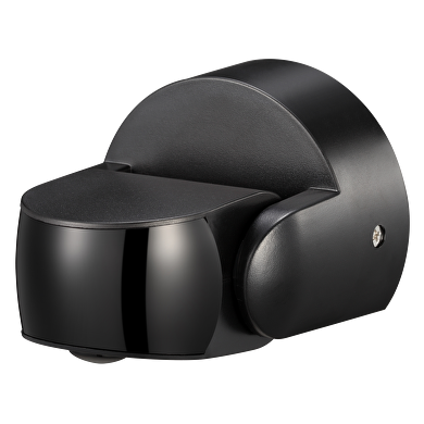 PIR-Bewegungsmelder zur Aufputzmontage, mit schwarzer Linse 2xPIR, 180°/360°, 9m, IP65, schwarz