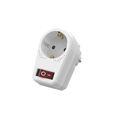 Adattatore da parete con 1 presa Schuko, con interruttore, bianco