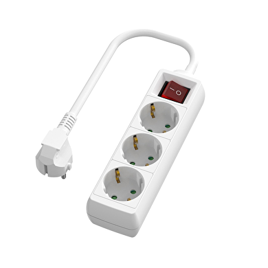 Cavo prolunga con 3 prese Schuko, con interruttore, 5 metri, bianco