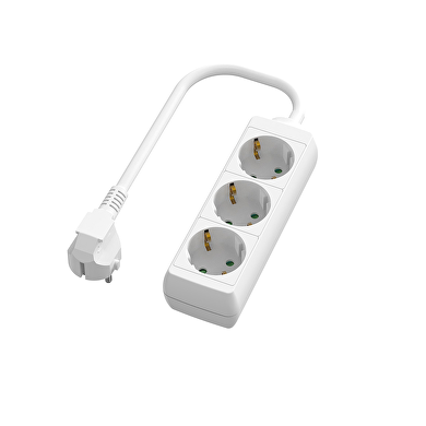 Cavo prolunga con 3 prese Schuko, 5 metri, bianco