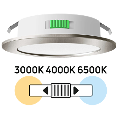 LED Möbeleinbaustrahler, Kreis, 4W, 3000K/4000K/6500K, 12V DC, IP44, Nickel satiniert