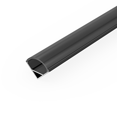 Profilo in alluminio per striscia flessibile LED, nero, con diffusore nero, per montaggio superficiale, angolare, 2m