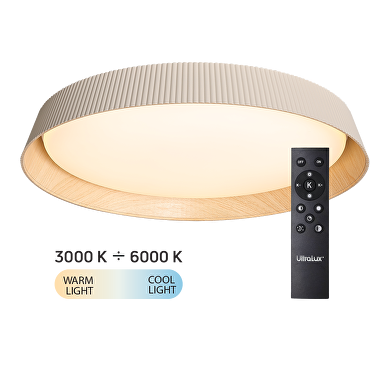 Lampada da soffitto LED dimmerabile CCT con telecomando beige/legno, max.72W, 3000K-6000К