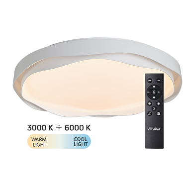 Plafonnier LED CCT à intensité variable avec télécommande, blanc, max. 72 W, 3000K-6000K