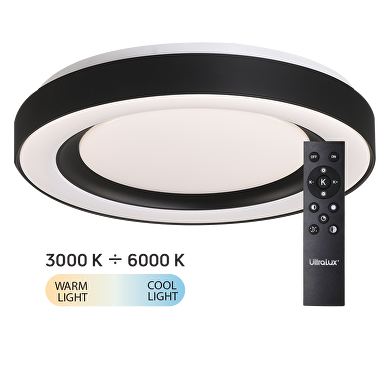 Lampada da soffitto LED dimmerabile CCT con telecomando, nera, max.72W, 3000K-6000К