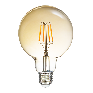 LED filament Kugellampe, Bernstein, G95, 5W, E27, 1800K, 230V AC, Bernstein