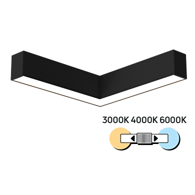 Apparecchio di illuminazione a LED a L, CCT, nero, 20W