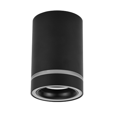 Plafonnier encastré pour montage en surface, pour module LED, rond, fixe, noir, IP20