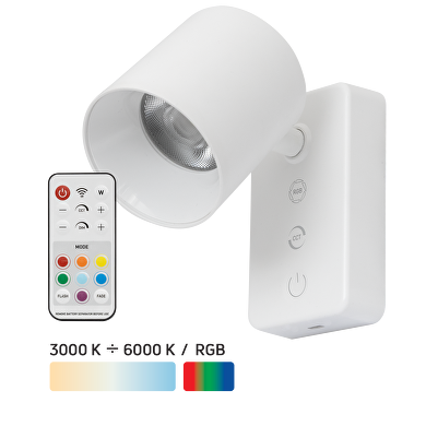 Dimmbare, wiederaufladbare LED-Lampe mit Fernbedienung, 2 W, 3000 K/4000 K/5000 K/6000 K + RGB, 5 V DC, IP20