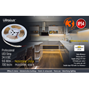 Striscia LED professionale flessibile 9.6W/m, 4200K, 24V DC, 120 LEDs/m, SMD3528, IP54