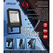 Projecteur LED professionnel 50W, 5000K, 12-24V DC, IP65