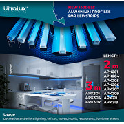 Aluminiumprofil für flexible LED-Streifen, tiefe Oberfläche, 2 m