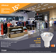 Faretto LED 6W, GU10, 4200K, 220V-240V AC, 15°