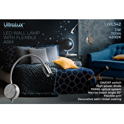 LED flexible Wandleuchte, Nickel satiniert, 3W, 4200K