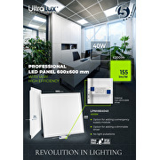 Panneau LED 600x600 mm, 40W, 4000K, 155 lm/W, 220V-240V AC, IP44