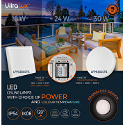 LED Deckenleuchte 18W/24W/30W, CCT 3000K/4000K/5000K, IK08, IP54