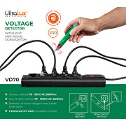 Rilevatore di tensione 70-1000V AC con indicazione LED e cicalino con batterie 1.5V AAA