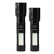 Torcia LED multifunzionale con zoom e luce laterale 8W/8W, 6500K/5500K, 5V DC, IP44
