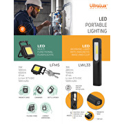 Lampada da lavoro a LED con base magnetica e clip 3W, 7000K, 5V DC, IP44