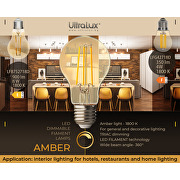 LED Birnenlampe, dimmbar, 8W, E27, 1800K, 220-240V AC, Bernstein