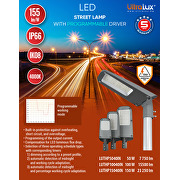LED-Straßenlaterne mit programmierbarem Treiber Ф60, 150°x90°, 150W, 4000K, 220V-240V AC, IP66