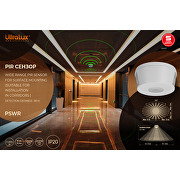 Weitbereichs-PIR-Sensor für die Oberflächenmontage, 3xPIR, 2000W/1000W, 2X15m, IP20
