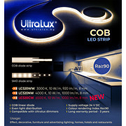 Striscia LED flessibile professionale 10W/m, 6500K, 24V DC, 320 LEDs/m, COB, IP20