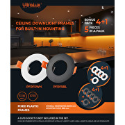 Confezione bonus 4+1 Cornice per faretto da soffitto 5 pz./scatola, rotonda, fissa, nera, plastica, IP20