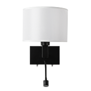 Wandleuchte mit Lampenschirm und eingebautem LED-Spot, E27, max. 10W LED/1W, 3000K, IP20, schwarz