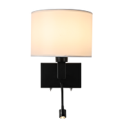 Wandleuchte mit Lampenschirm und eingebautem LED-Spot, E27, max. 10W LED/1W, 3000K, IP20, schwarz