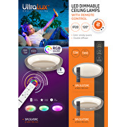 Lampada da soffitto LED dimmerabile ССТ+RGB con telecomando, quarzo fumé, 28W+5W, 3000K-6000К+RGB