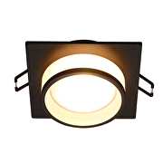 Cornice decorativa per downlight da soffitto, low-glare, quadrata, GU10, nera, fissa, IP20