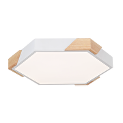 Plafoniera LED Slim CCT dimmerabile con telecomando, con elementi in legno, max.72W, 3000K-6000K