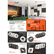 Confezione bonus 4+1 Cornice per faretto da soffitto 5 pz./scatola, rotonda, mobile, nera, plastica, IP20
