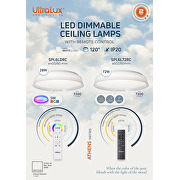 Lampada da soffitto LED dimmerabile CCT con telecomando bianco, 28W+5W, 3000K-6000К+RGB