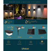 Luminaire solaire LED pour jardin/mur CCT+RGB, 90°, IP65