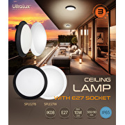 Plafoniera per illuminazione a LED, rotonda, con cornice bianca.